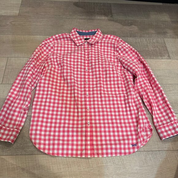 TALBOTS WOMENS LARGE PINK PLAID LONG SLEEVE BUTTON UP SHIRT - Picture 1 of 8